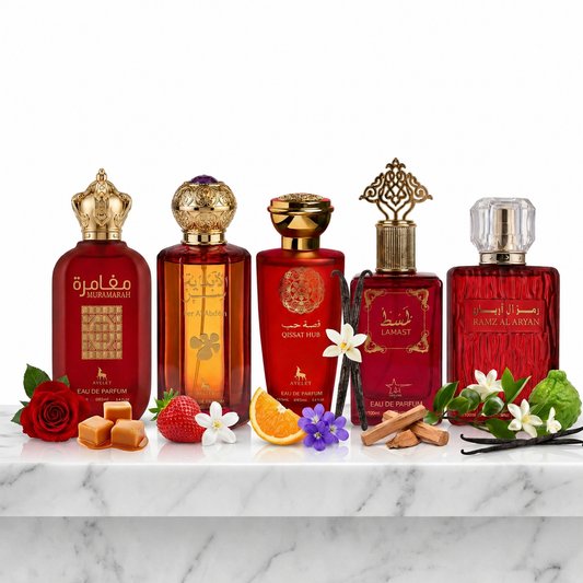 Set 5 Parfumuri Orientale Dama 100ML - Mufamarah + Ser Al Anoutha + Qissat Hub + Lamast + Ramz Al Aryan