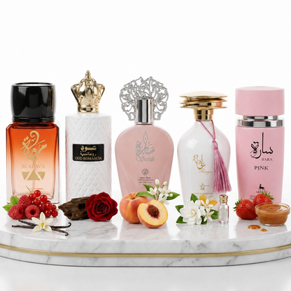 Set 5 Parfumuri Orientale Dama 100ML - Marwa + Oud Romancia + Sarah + Alya + Sara Pink