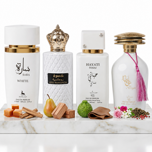 Set 4 Parfumuri Orientale 100ML - Sara White + Oud Romancia + Hayati Nisai + Aliya