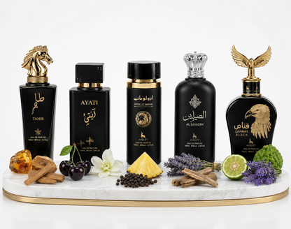 Set 5 Parfumuri Orientale Barbati 100ML - Tahir + Ayati + Apollo Mane + Al Sayadin + Qannas Black