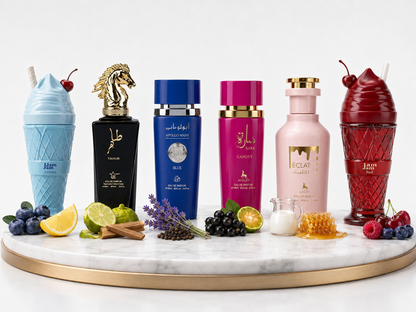 Set 6 Parfumuri Orientale 100ML (3 Barbati + 3 Dama) - Jam Jam Azzurro + Tahir Gold + Apollo Mane Blue + Sara Candy + Eclat + Jam Jam Red