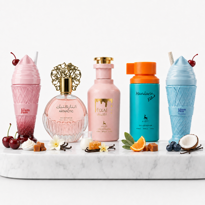 Set 5 Parfumuri Orientale 100ML (3 Dama + 2 Barbati) - Jam Jam + Antarctic Pink + Eclat + Mandarin Blue + Jam Jam Azzurro