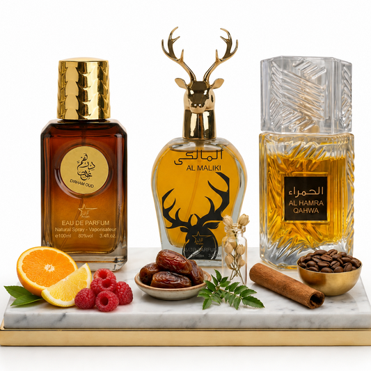 Set 3 Parfumuri Orientale Barbati 100ML - Dirham Oud + Al Maliki + Al Hamra Qahwa