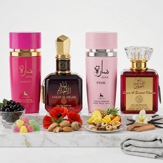Set 4 Parfumuri Orientale 100ML - Sara Candy + Lailat Al Ahlam + Sara Pink + Sama Al Emarat Khususi