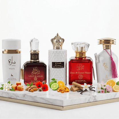 Set 5 Parfumuri Orientale Dama 100ML - Sara White + Lailat Al Ahlam + Oud Romancia + Sama Al Emarat Khususi + Alyia