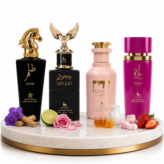 Set 4 Parfumuri Orientale 100ML (2x Dama + 2x Barbati) - Tahir + Wajud + Eclat + Sara Candy