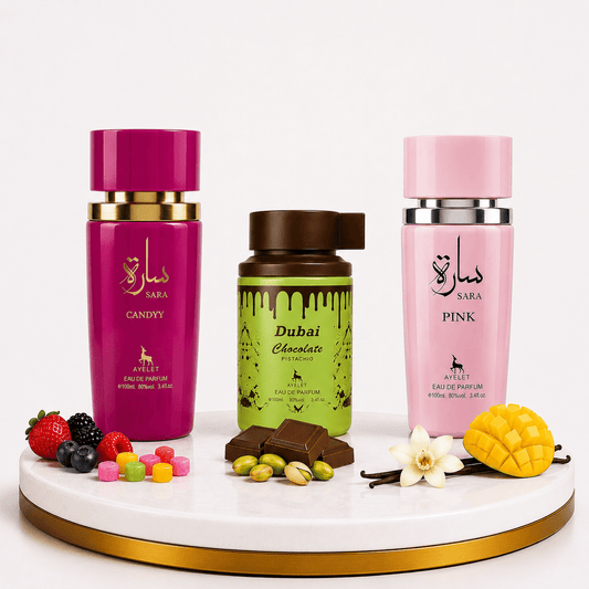 Set 3 Parfumuri Orientale de Dama 100ML  - Sara Candy + Dubai Choco + Sara Pink