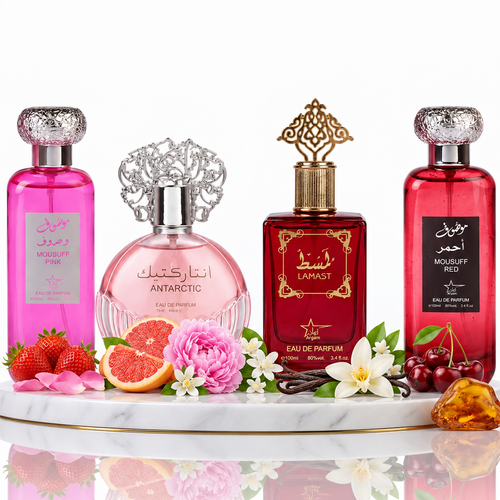 Set 4 Parfumuri Orientale Dama 100ML - Mousuff Pink + Antarctic Pink + Lamast + Mousuff Red
