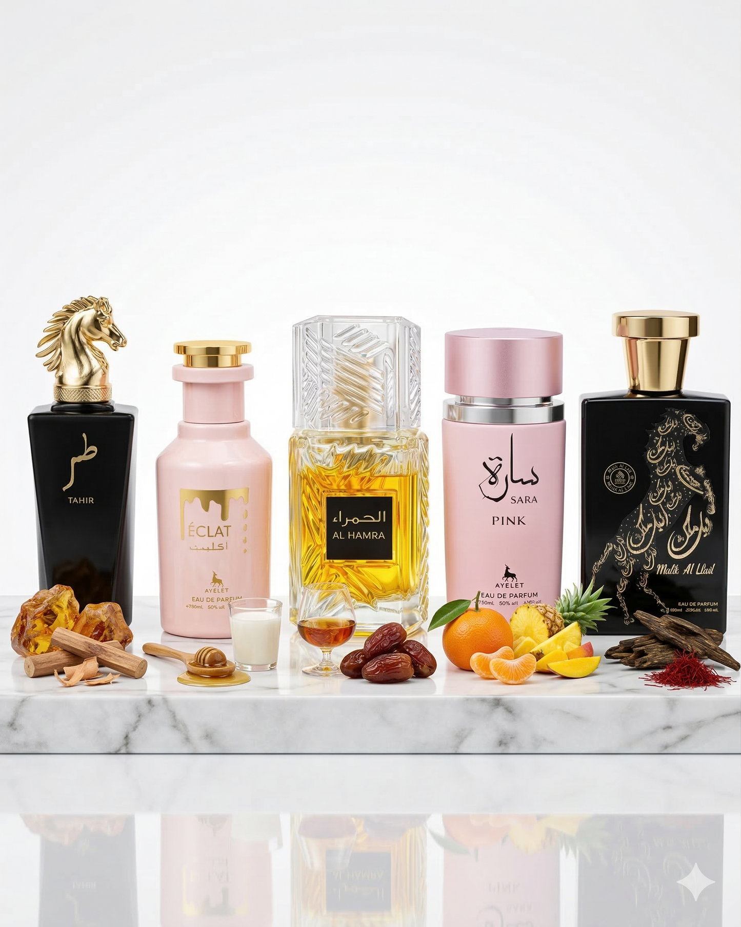 Set 5 Parfumuri Orientale (3x Barbat + 2x Dama) 100ML - Tahir + Eclat + Al Hamra + Sara Pink + Malik Al Lail
