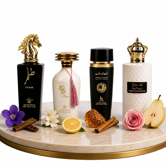 Set 4 Parfumuri Orientale 100ML (2xDama + 2xBarbati) - Tahir + Aliya + Apollo Mane Black + Oud Romancia