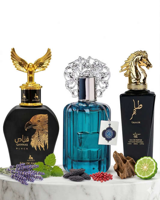 Set 3 Parfumuri Orientale Barbati 100ML - Qannas Black + Majd Al Emarat + Tahir