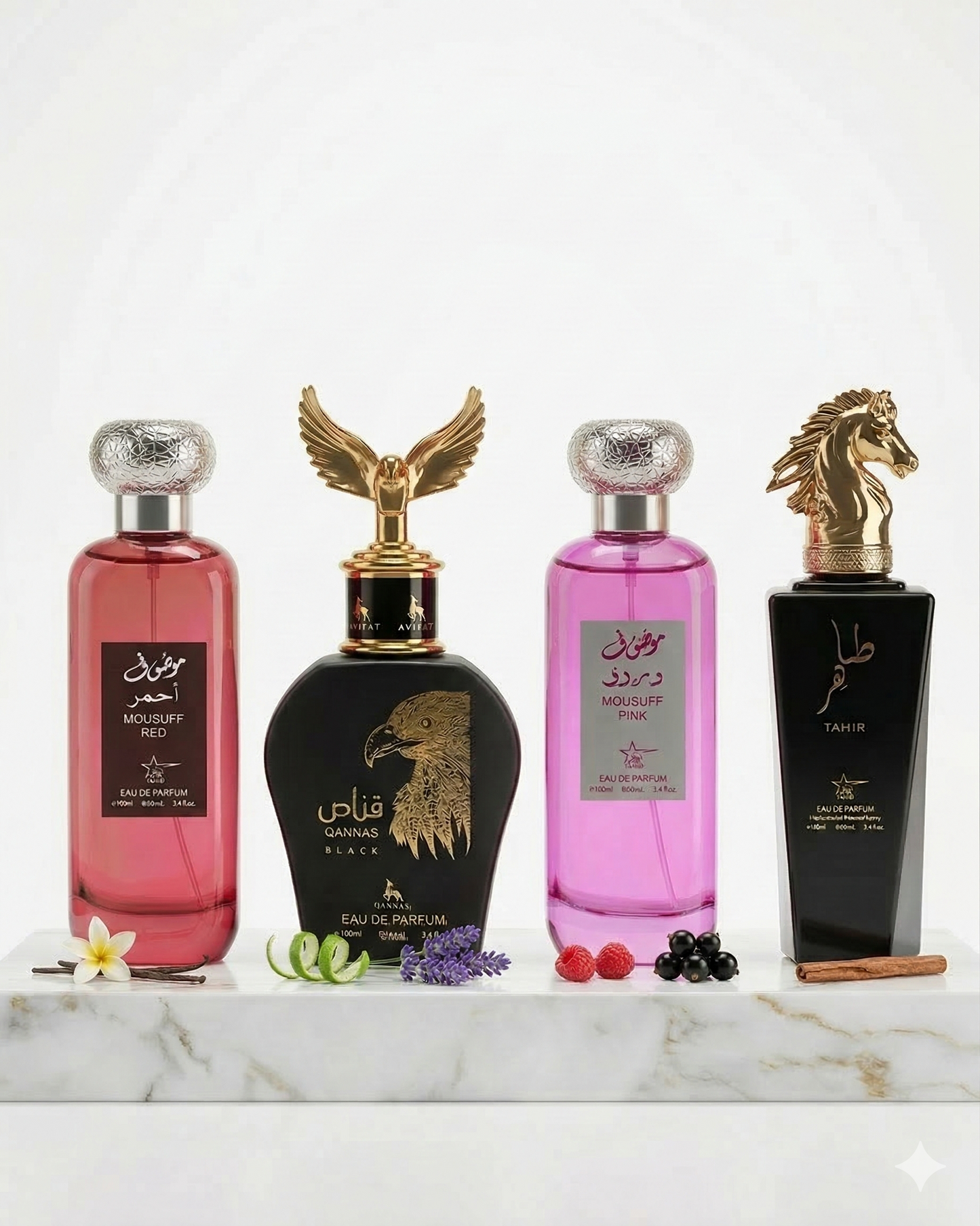 Set 4 Parfumuri Orientale (2x Barbat + 2x Dama) 100ML - Mousuff Red + Qannas Black + Mousuff Pink + Tahir