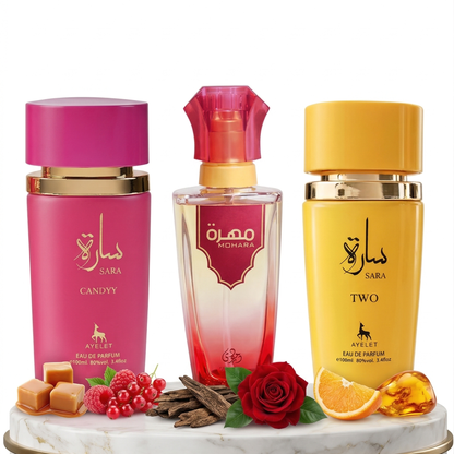 Set 3 Parfumuri Orientale Dama 100ML - Sara Candy + Mohara + Sara Two