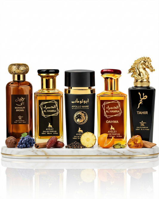 Set 5 Parfumuri Orientale Barbati 100ML - Mousuff Brown + Al Hamra + Apollo Mane + Al Hamra Qahwa + Tahir