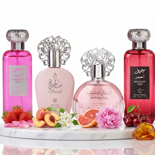 Set 4 Parfumuri Orientale Dama 100ML - Mousuff Pink + Sarah + Antarctic + Mousuff Red