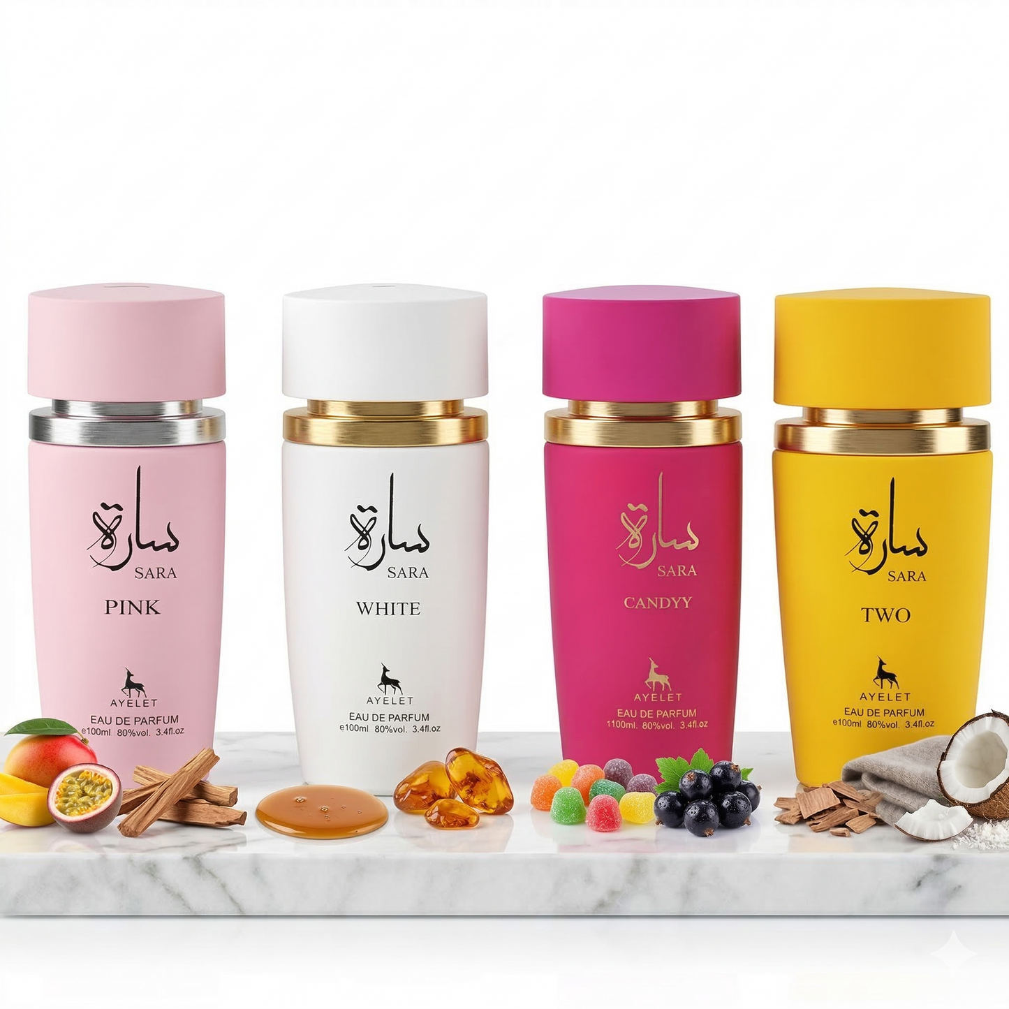 Set 4 Parfumuri Orientale Dama 100ML - Sara Pink + Sara White + Sara Candy + Sara Two