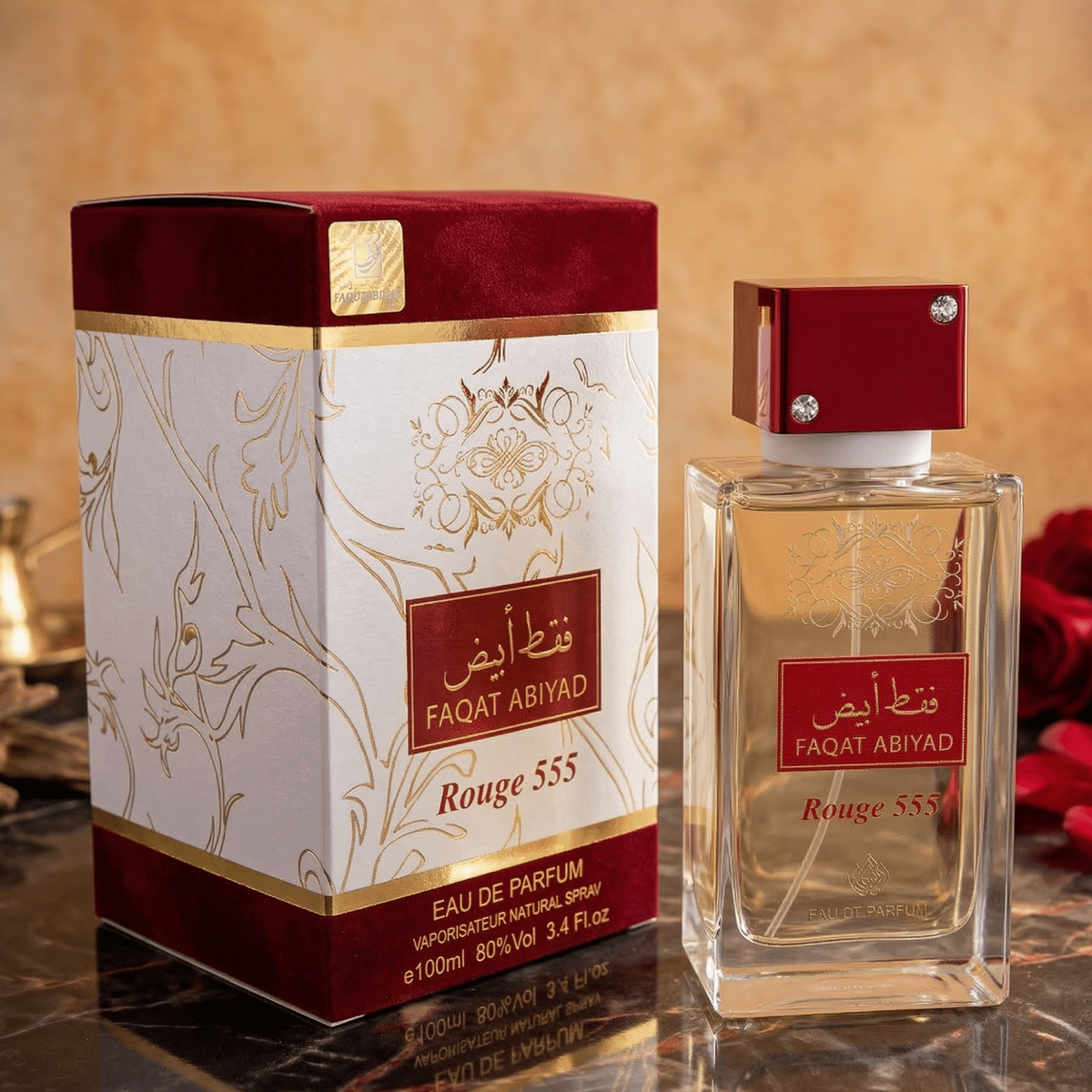 Set 3 Parfumuri Orientale De Barbati 100 ML - Faqat Abiyad Rouge 555 + Dubai Choco + Al Hamra Qahwa