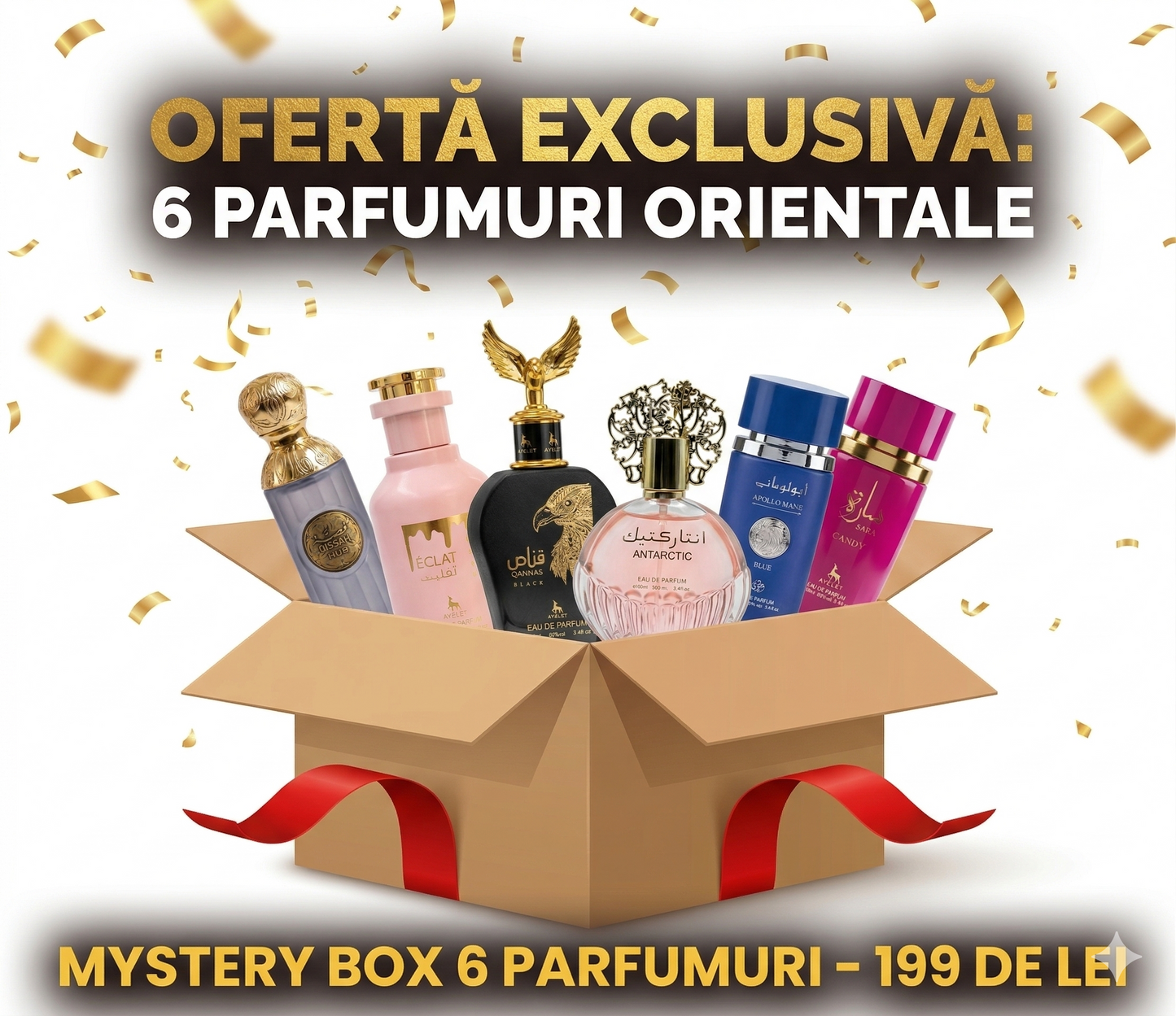 Mistery Box 6 Parfumuri Arabesti 100ML - 3 Barbat + 3 Dama