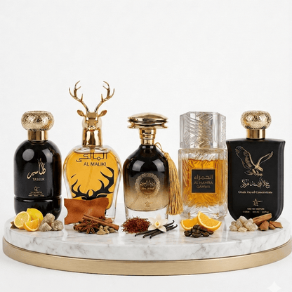 Set 5 Parfumuri Orientale Barbat 100ML - Taseer + Al Maliki + Ibda Al Oud + Al Hamra Qahwa + Ghala Zayed