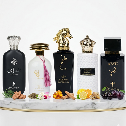 Set 5 Parfumuri Orientale (3x Barbat + 2x Dama) 100ML - Al Sayadin + Alya + Tahir + Oud Romancia + Ayati