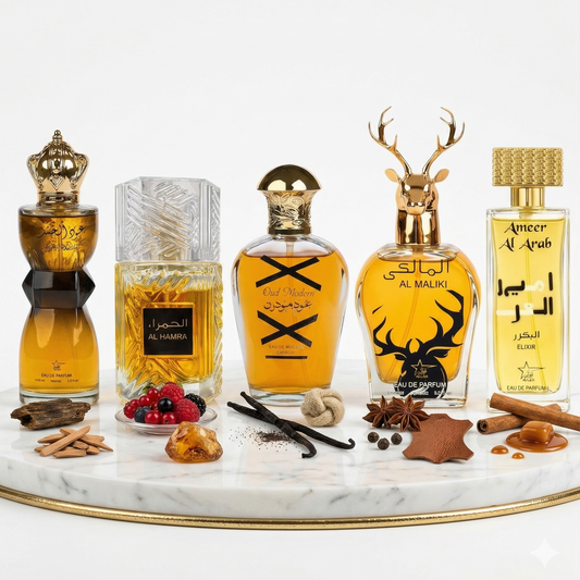 Set 5 Parfumuri Orientale Barbat 100ML - Oud Al Khashab + Al Hamra + Oud Modern + Al Maliki + Ameer Al Arab Elixir
