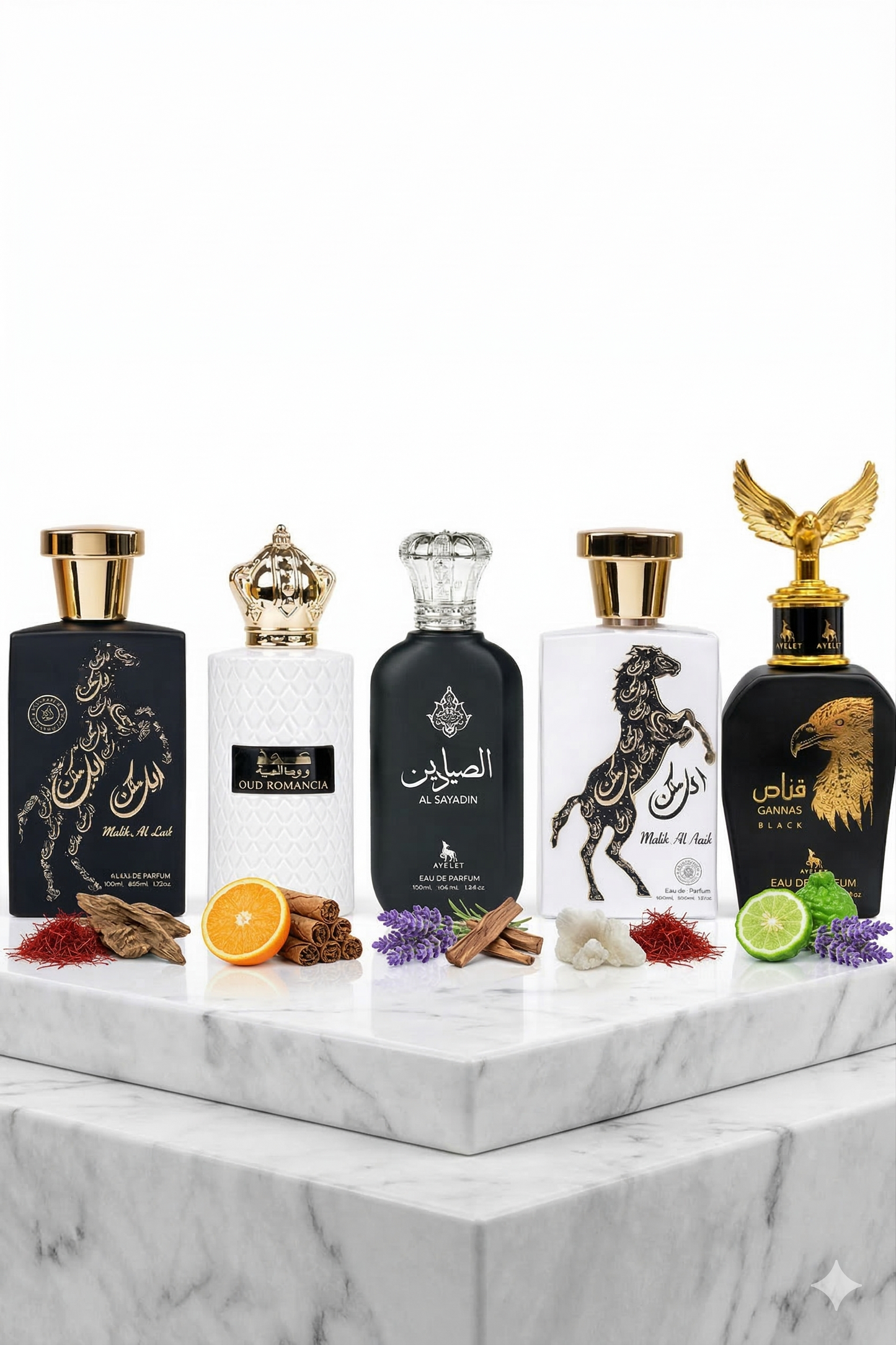 Set 5 Parfumuri Orientale Barbati 100ML - Malik Al Lail + Oud Romancia + Al Sayadin + Malik Al Malik + Qannas Black