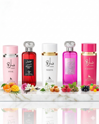 Set 5 Parfumuri Orientale 100ML - Sara Pink + Mousuff Red + Sara White + Mousuff Pink + Sara Candy