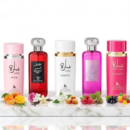 Set 5 Parfumuri Orientale 100ML - Sara Pink + Mousuff Red + Sara White + Mousuff Pink + Sara Candy