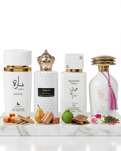 Set 4 Parfumuri Orientale 100ML - Sara White + Oud Romancia + Hayati Nisai + Aliya