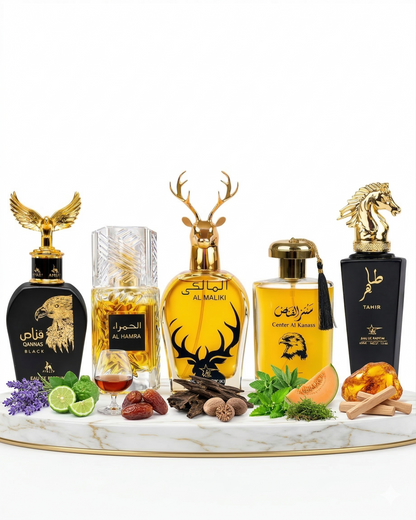 Set 5 Parfumuri Orientale 100ML - Qannas Black + Al Hamra + Al Maliki + Center Al Kanass + Tahir