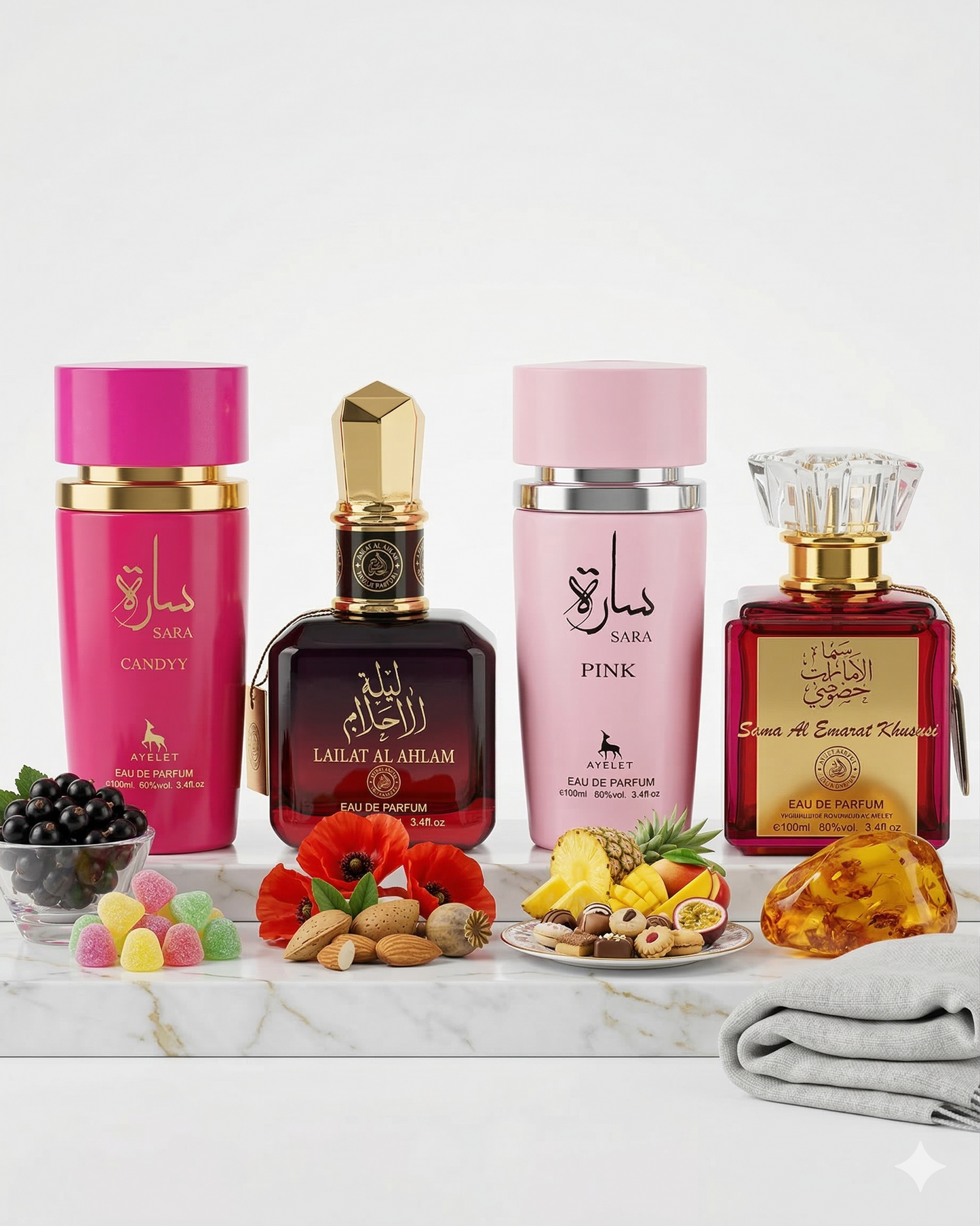 Set 4 Parfumuri Orientale 100ML - Sara Candy + Lailat Al Ahlam + Sara Pink + Sama Al Emarat Khususi