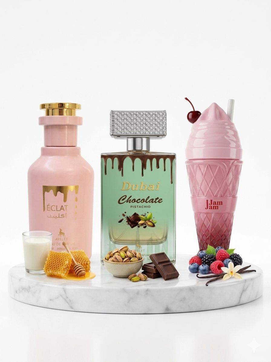 Set 3 Parfumuri Orientale de Dama - Eclat + Dubai Chocolate + Jam Jam