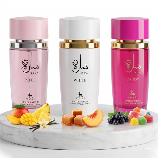 Set 3 Parfumuri Orientale Dama 100ML - Sara Pink + Sara White + Sara Candy