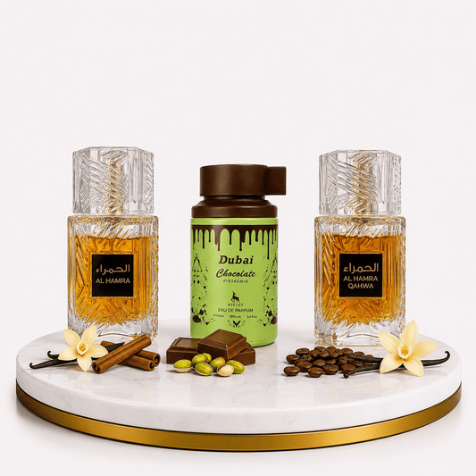 Set 3 Parfumuri Orientale De Barbati 100 ML - Al Hamra Royal + Dubai Choco + Al Hamra Qahwa - Parfumuri Top