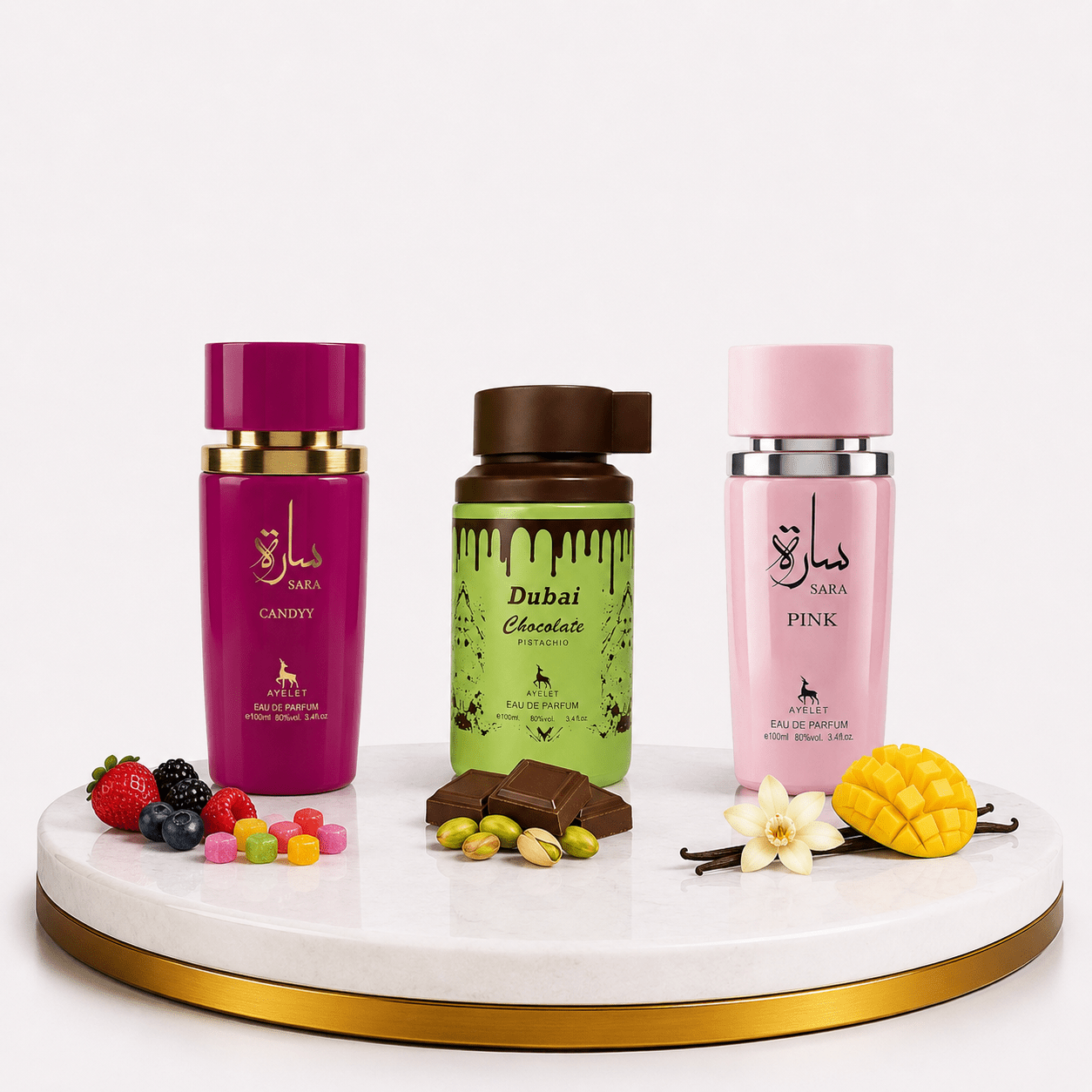 Set 3 Parfumuri Orientale de Dama 100ML - Sara Candy + Dubai Choco + Sara Pink - Parfumuri Top
