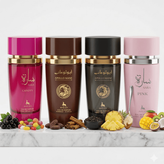 Set 4 Parfumuri Orientale 100ML (2 Dama + 2 Barbati) - Sara Candy + Apollo Mane + Apollo Mane + Sara Pink - Parfumuri Top