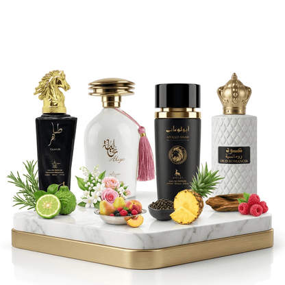 Set 4 Parfumuri Orientale 100ML (2xDama + 2xBarbati) - Tahir + Aliya + Apollo Mane Black + Oud Romancia - Parfumuri Top