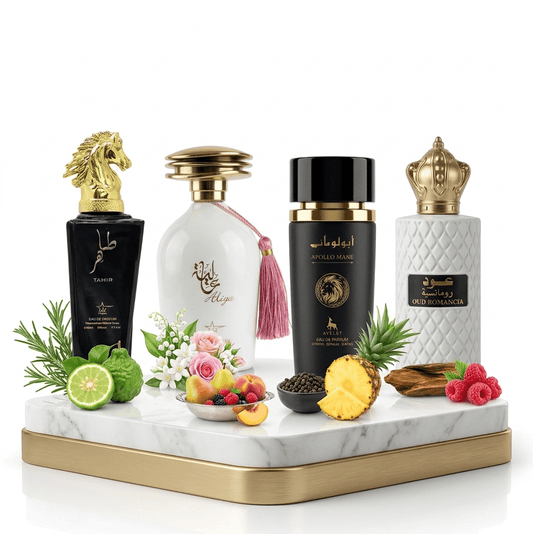 Set 4 Parfumuri Orientale 100ML (2xDama + 2xBarbati) - Tahir + Aliya + Apollo Mane Black + Oud Romancia - Parfumuri Top