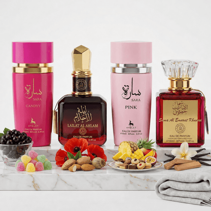Set 4 Parfumuri Orientale 100ML - Sara Candy + Lailat Al Ahlam + Sara Pink + Sama Al Emarat Khususi - Parfumuri Top