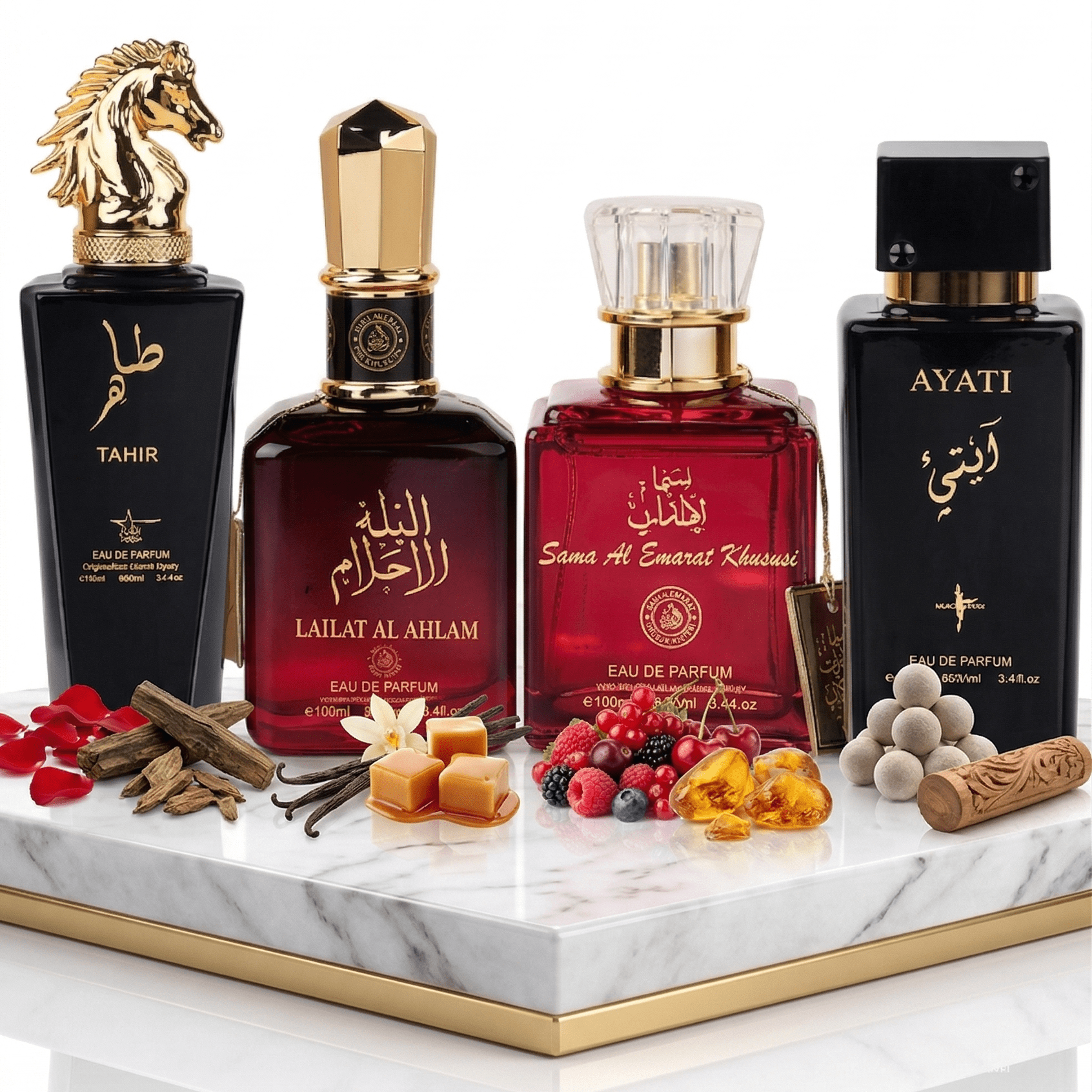 Set 4 Parfumuri Orientale (2x Barbat + 2x Dama) 100ML - Tahir + Lailat Al Ahlam + Sama Al Emarat Khususi + Ayati - Parfumuri Top