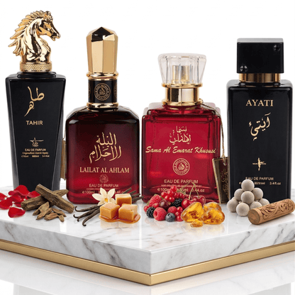 Set 4 Parfumuri Orientale (2x Barbat + 2x Dama) 100ML - Tahir + Lailat Al Ahlam + Sama Al Emarat Khususi + Ayati - Parfumuri Top