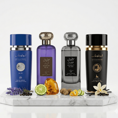Set 4 Parfumuri Orientale Barbat 100ML - Apollo Blue + Mousuff Blue + Mousuff Silver + Apollo Black - Parfumuri Top