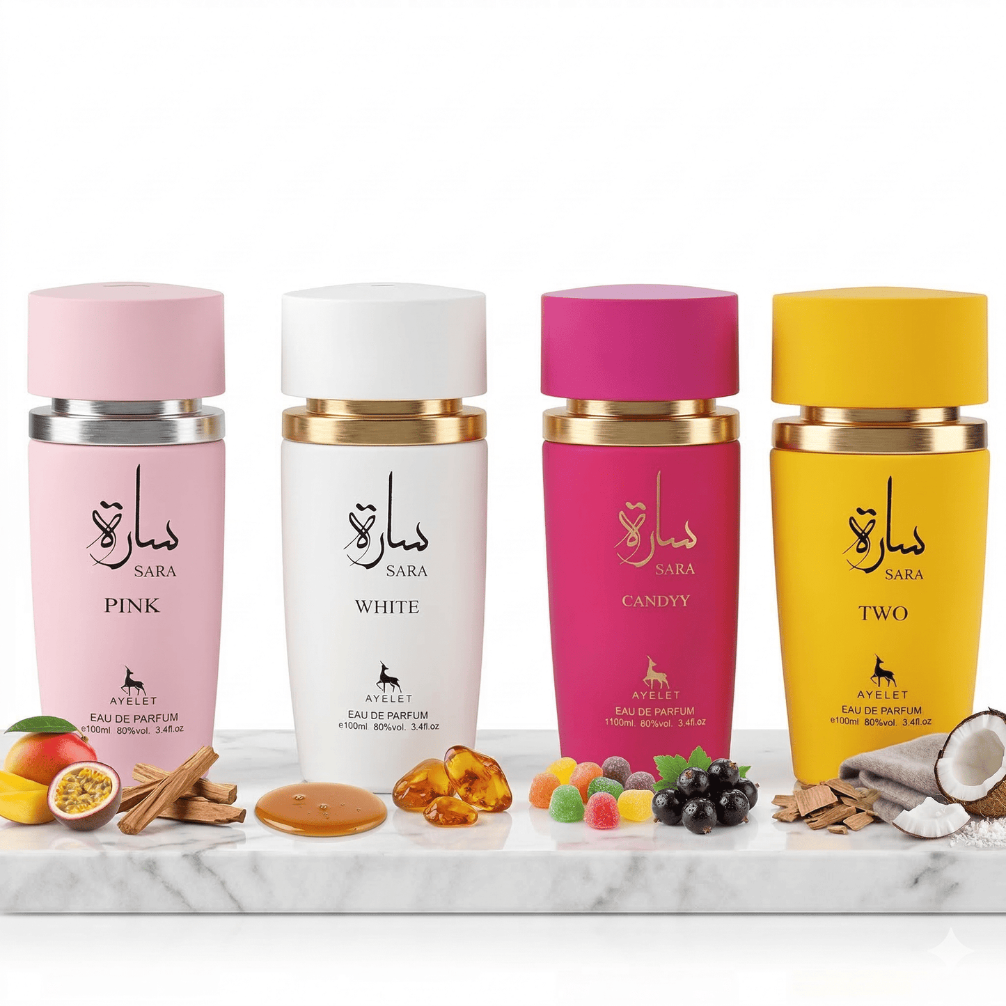 Set 4 Parfumuri Orientale Dama 100ML - Sara Pink + Sara White + Sara Candy + Sara Two - Parfumuri Top