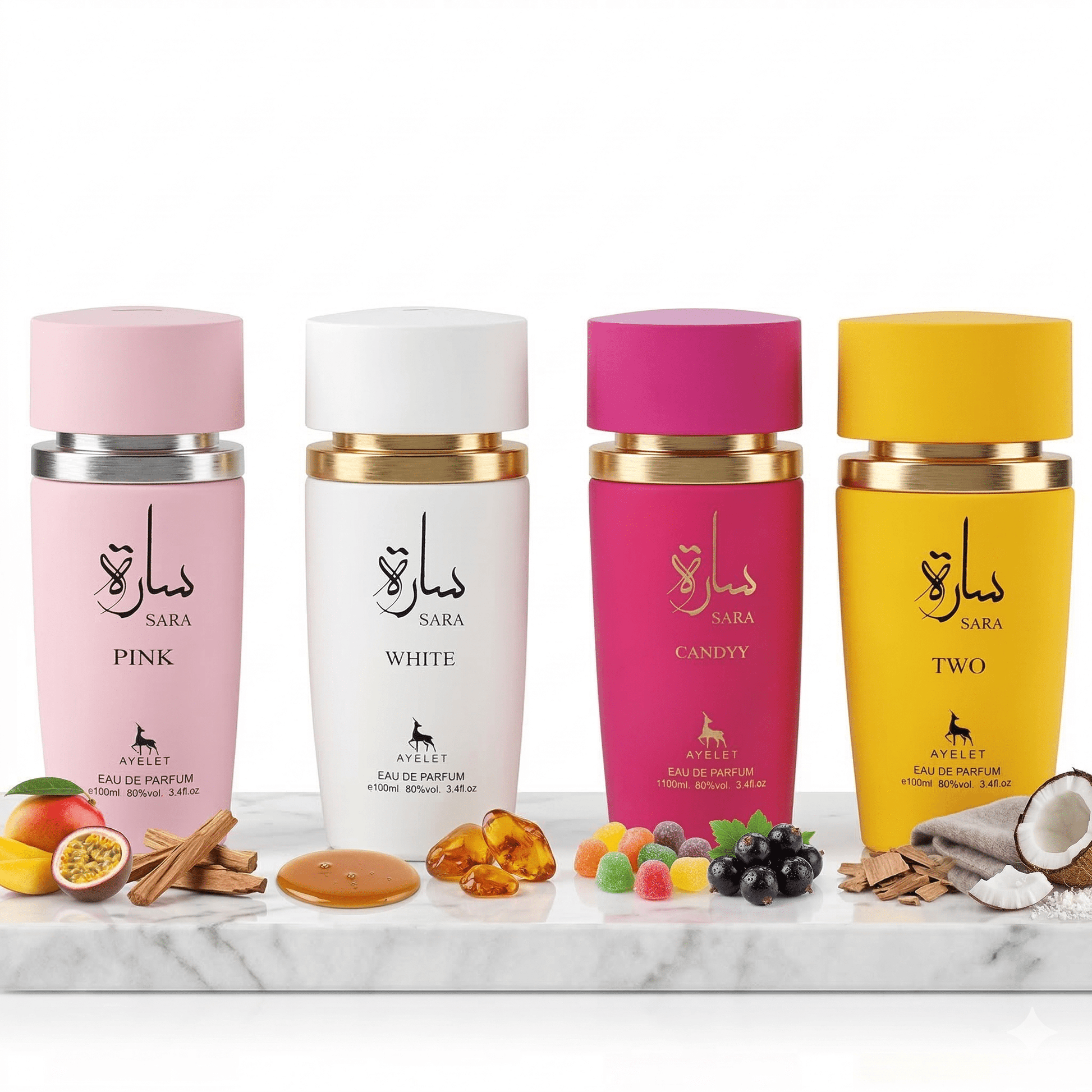 Set 4 Parfumuri Orientale Dama 100ML - Sara Pink + Sara White + Sara Candy + Sara Two - Parfumuri Top
