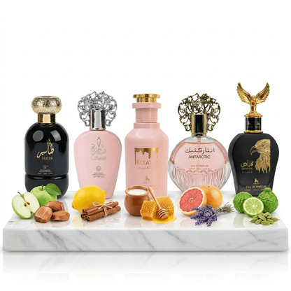 Set 5 Parfumuri Orientale 100ML (3 Dama + 2 Barbat) - Taseer + Sarah + Eclat + Antarctic Pink + Qannas Black - Parfumuri Top