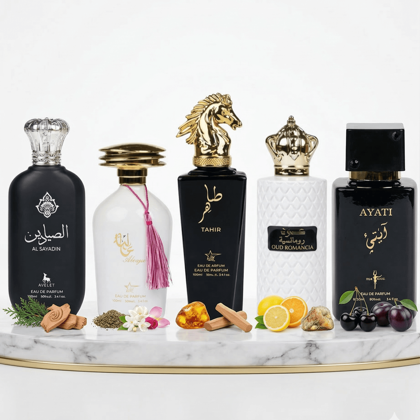 Set 5 Parfumuri Orientale (3x Barbat + 2x Dama) 100ML - Al Sayadin + Alya + Tahir + Oud Romancia + Ayati - Parfumuri Top