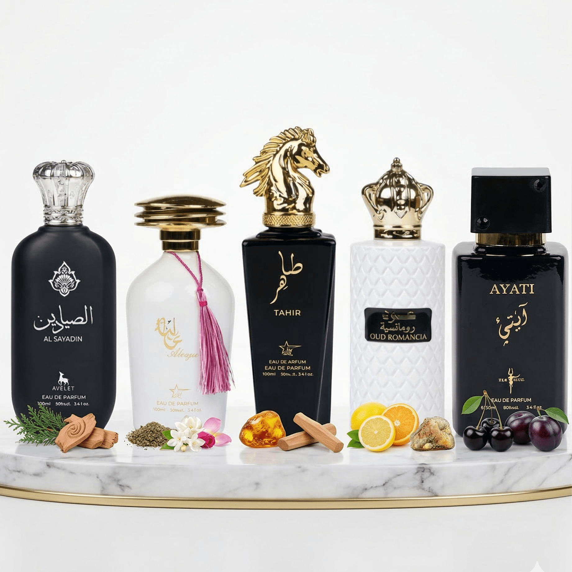 Set 5 Parfumuri Orientale (3x Barbat + 2x Dama) 100ML - Al Sayadin + Alya + Tahir + Oud Romancia + Ayati - Parfumuri Top