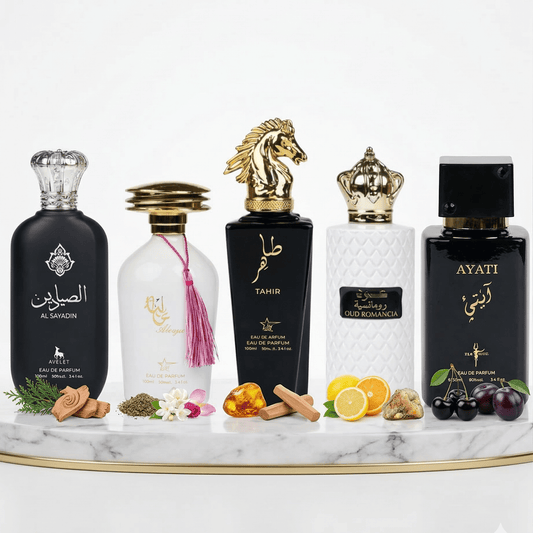 Set 5 Parfumuri Orientale (3x Barbat + 2x Dama) 100ML - Al Sayadin + Alya + Tahir + Oud Romancia + Ayati - Parfumuri Top