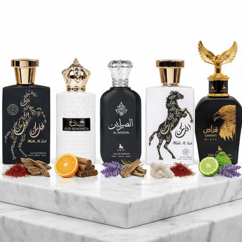 Set 5 Parfumuri Orientale Barbati 100ML - Malik Al Lail + Oud Romancia + Al Sayadin + Malik Al Malik + Qannas Black - Parfumuri Top