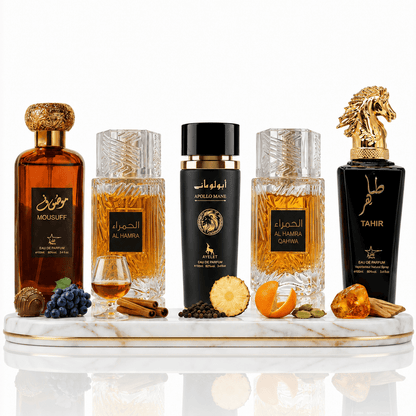 Set 5 Parfumuri Orientale Barbati 100ML - Mousuff Brown + Al Hamra + Apollo Mane + Al Hamra Qahwa + Tahir - Parfumuri Top